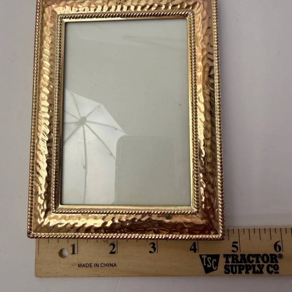 Lacquer Silver Plated Hammered Picture Frame 4x6 Tabletop Wall Hanging Frame